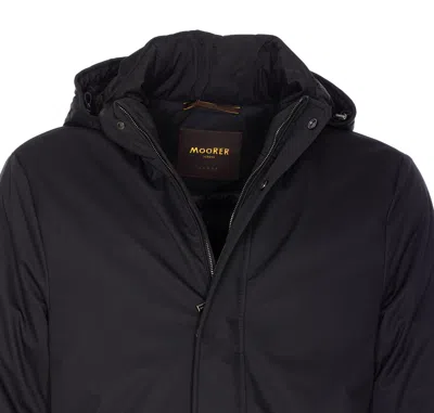 Moorer Long Padded Hooded Jacket With Adjustable Cuffs In Black