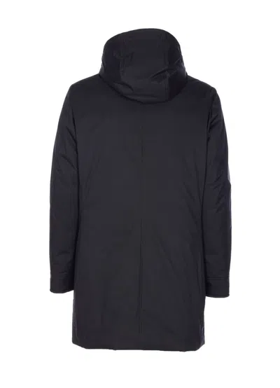 Moorer Long Padded Hooded Jacket With Adjustable Cuffs In Blue