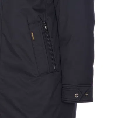 Moorer Long Padded Hooded Jacket With Adjustable Cuffs In Blue