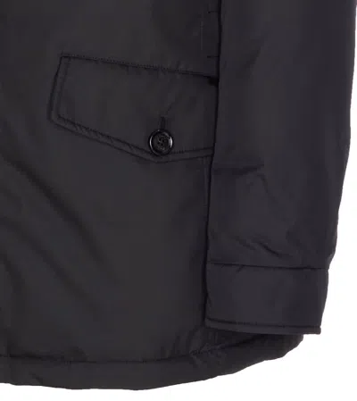 Moorer Quilted Hooded Jacket Removable Hood In Black