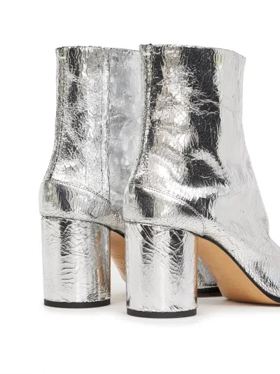 Maison Margiela Silver Tabi Leather Boots In Silver