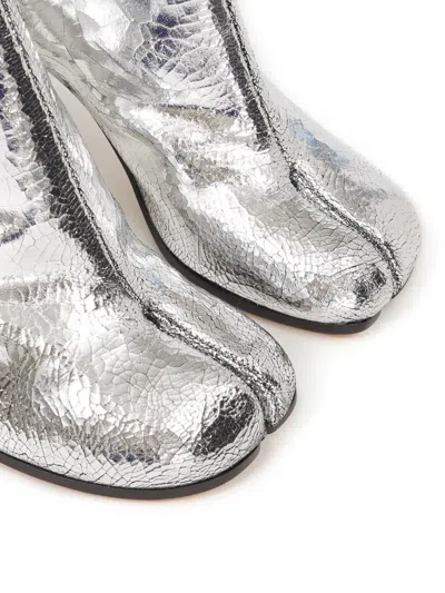 Maison Margiela Silver Tabi Leather Boots In Silver