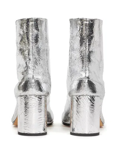 Maison Margiela Silver Tabi Leather Boots In Silver