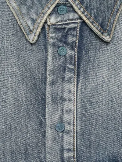 Balenciaga Logo-embroidered Denim Jacket In Blue