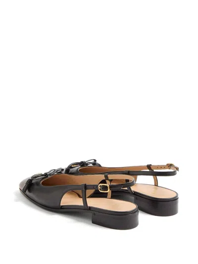 Valentino Valet Du Roi Leather Slingback Ballerina Flat In Black
