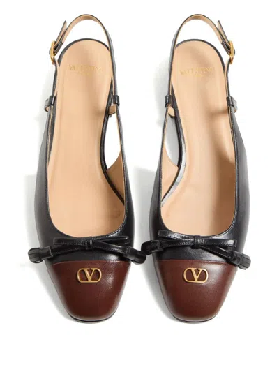 Valentino Valet Du Roi Leather Slingback Ballerina Flat In Black