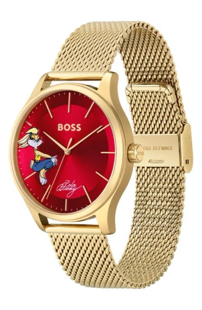 Hugo Boss Hugo X Looney Tunes™ Elite Lola Bunny Mesh Bracelet Watch, 41mm X 9.4mm In Black