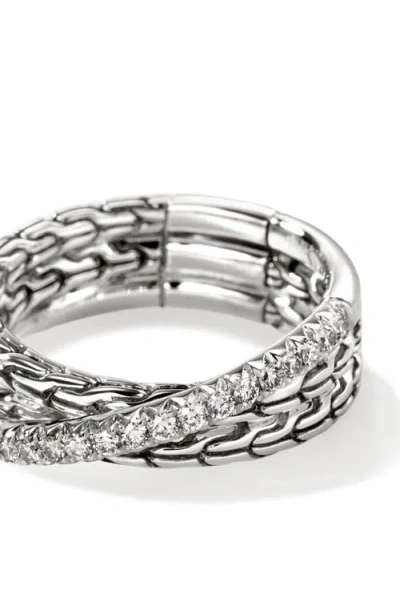 John Hardy Jh Essential Diamond Pavé Crossover Ring In Metallic