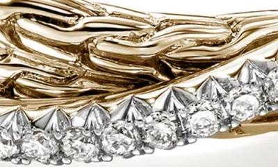 John Hardy 14k Yellow Gold Jh Essentials Diamond Pave Crossover Ring In Gold