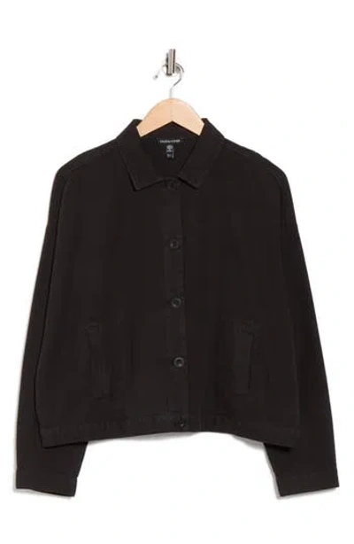 Eileen Fisher Classic Collar Organic Cotton Blend Jacket In Blue