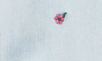 Kensie Embroidered Camp Shirt In Blue