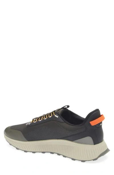 Hugo Boss Dark Breathable Sneakers With Orange Details Ttnm Evo Runn Rsgtx In Black