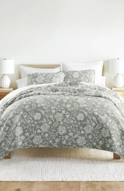 Homespun Pattern Reversible Quilt & Sham Set