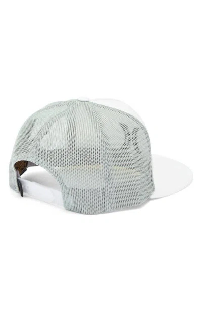 Hurley Icon Solid Flat Trucker Baseball Cap In White