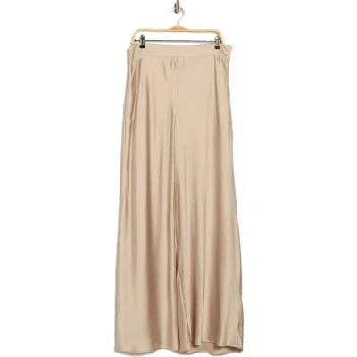 Renee C Satin Wide Leg Pants In Neutral