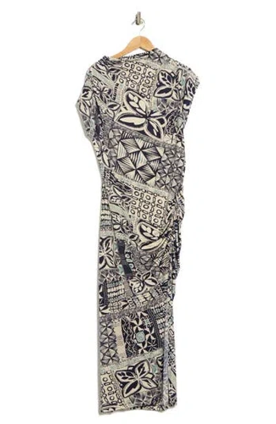 Renee C Ruched Cap Sleeve Stretch Jersey Body-con Dress In Black