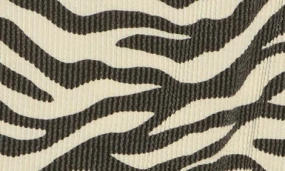 Renee C Zebra Stripe Cap Sleeve Ribbed Top In Black