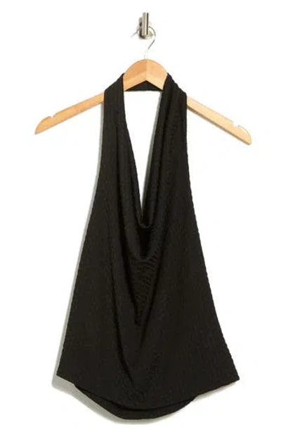 Renee C Textured Knit Halter Top In Black