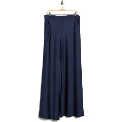 Renee C Satin Wide Leg Pants In Blue