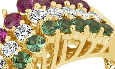 Suzy Levian Italian 3-row Pyramid Cz Ring