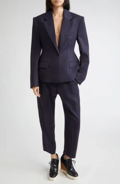 Stella Mccartney Molded Wool Gabardine Blazer In Blue