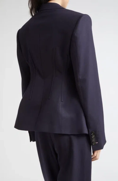 Stella Mccartney Molded Wool Gabardine Blazer In Blue