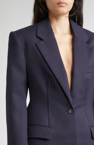 Stella Mccartney Molded Wool Gabardine Blazer In Blue