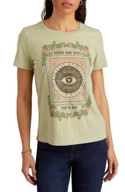 Lucky Brand Follow Your Heart Embellished Cotton Graphic T-shirt In Green