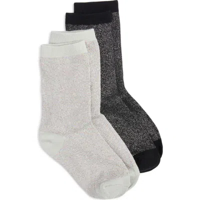 High Heel Jungle Assorted 2-pack Metallic Crew Socks In White