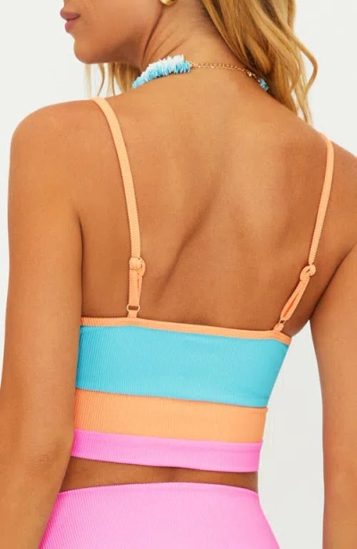 Beach Riot Eva Rib Colorblock Bikini Top In Blue