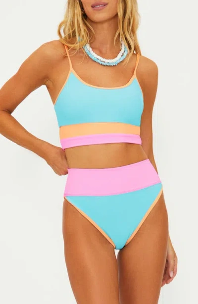 Beach Riot Eva Rib Colorblock Bikini Top In Blue