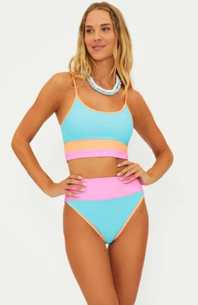 Beach Riot Eva Rib Colorblock Bikini Top In Blue