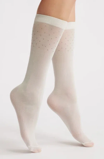 High Heel Jungle Baby Shimmer Crew Socks In White