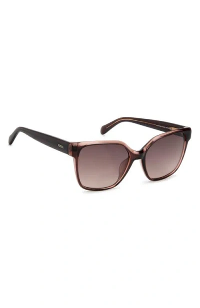 Fossil 55mm Gradient Cat Eye Sunglasses In Brown