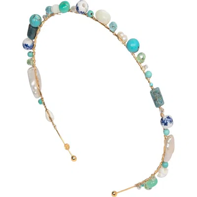 Jennifer Behr Marietta Semiprecious Stone Headband In Gold