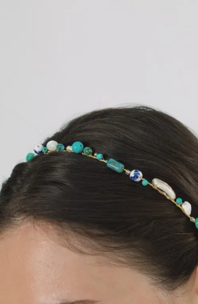 Jennifer Behr Marietta Semiprecious Stone Headband In Gold