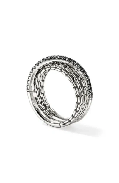 John Hardy Jh Essential Pavé Crossover Ring, Sterling Silver, Gemstones In Metallic