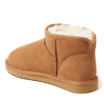 Dearfoams Fireside Riverland Genuine Shearling Micro Bootie In Brown