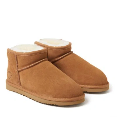 Dearfoams Fireside Riverland Genuine Shearling Micro Bootie In Brown