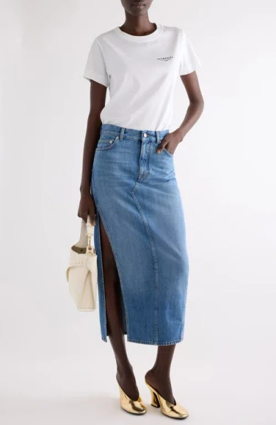 Givenchy Blue Long Denim Skirt In Blue