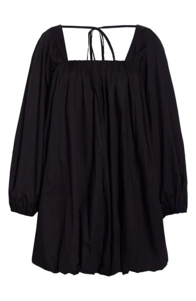 Melloday Long Sleeve Bubble Minidress In Black