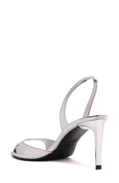 Schutz Scarlett Metallic Leather Mid-heel Slingback Sandals In Metallic