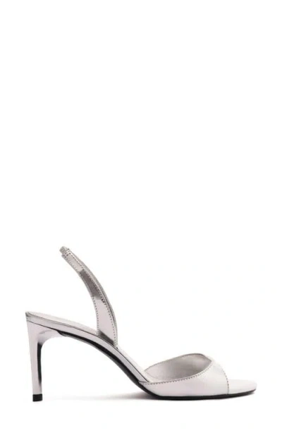 Schutz Scarlett Metallic Leather Mid-heel Slingback Sandals In Metallic