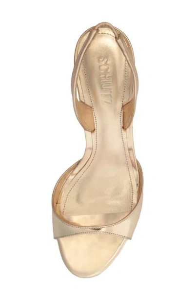 Schutz Scarlett Metallic Leather Mid-heel Slingback Sandals In Neutral