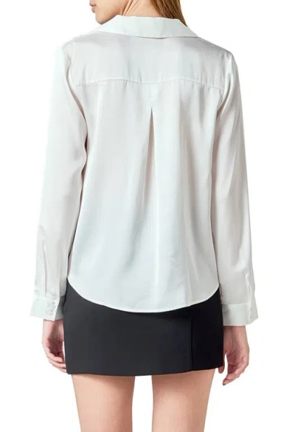 Endless Rose Satin Wrap Shirt In White