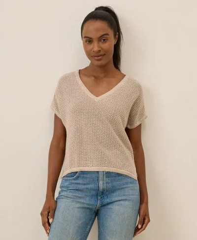 Pact Beachside Linen V-neck Top Made With Organic Cotton In Gray