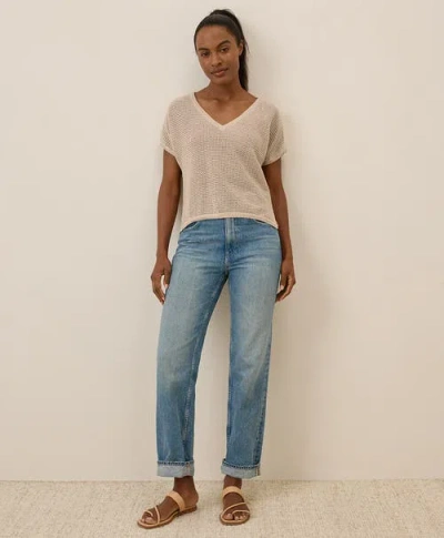 Pact Beachside Linen V-neck Top Made With Organic Cotton In Gray