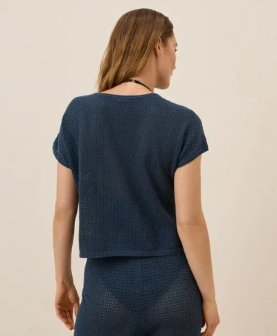 Pact Beachside Linen V-neck Top Made With Organic Cotton In Blue
