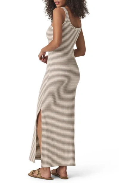 Splendid Lina Stripe Rib Cotton Blend Tank Dress In Neutral