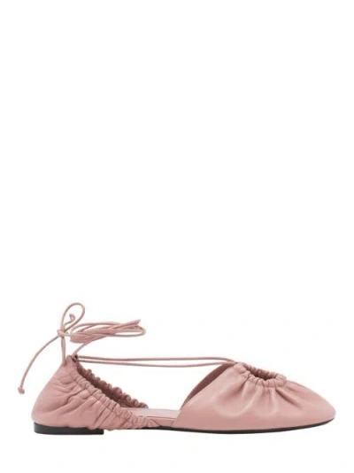 Lanvin Mesure Lace-up Leather Ballerina In Pink